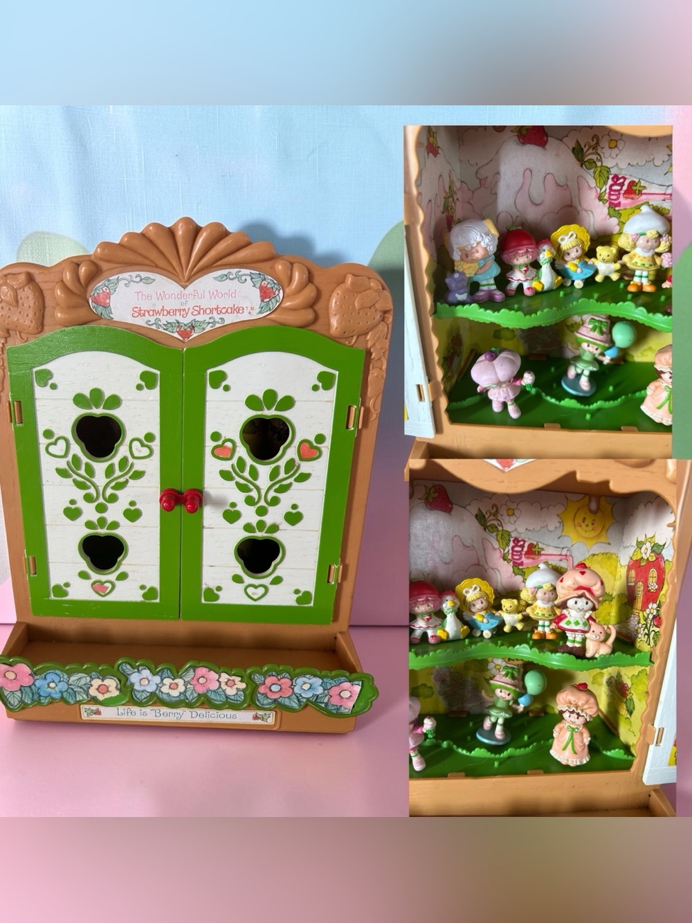 Vintage 1980s Kenner Strawberry Shortcake Berry Patch Carry Case w/ 8 Figurines